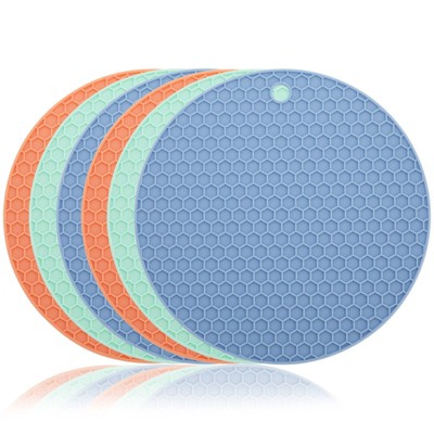 Juvale 6 Pack Silicone Trivets for Hot Pots and Pans, Round Heat Resistant Mat Pad for Kitchen Countertop, 3 Colors, 7 Inches