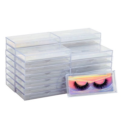 Stockroom Plus 30 Pack Eyelash Packaging Boxes with Trays, False Lash Holder Case, Holographic Silver Small Business Packaging