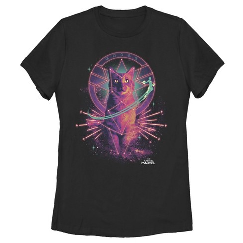 Women s Marvel Captain Marvel Galactic Goose Cat T shirt Black 2x Large Target