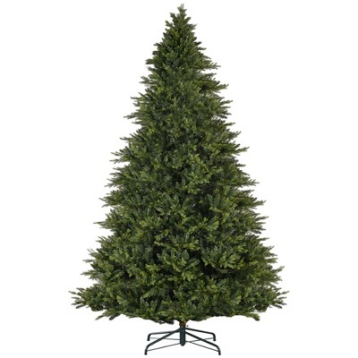 HOMCOM 12 Foot Artificial Christmas Tree with Foldable Metal Stand, Easy Assembly, Hinge Design, Xmas Tree for Home Office Holiday, Green