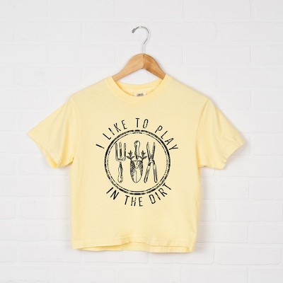 Simply Sage Market Women's I Like To Play In The Dirt Short Sleeve Relaxed Fit Cropped Tee