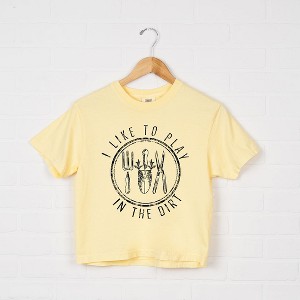 Simply Sage Market Women's I Like To Play In The Dirt Short Sleeve Relaxed Fit Cropped Tee - 1 of 4
