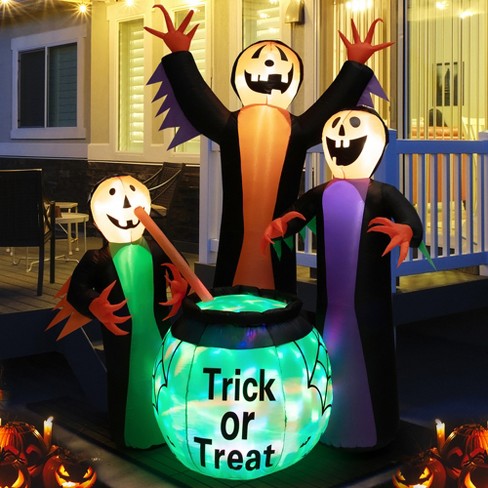Costway 8ft Inflatable Halloween Witches Holding Cauldron Yard ...