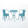 VisioGear Patio Bistro Sets, 3 Pieces Patio Dining Sets with Metal Table Top for Backyard or Poolside, Blue, 24.25"*24.25"*30" - 2 of 4