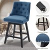 Gericco 26" Swivel Bar Stools Counter Height, Upholstered Swivel Counter Stools with Back, Blue - 3 of 4