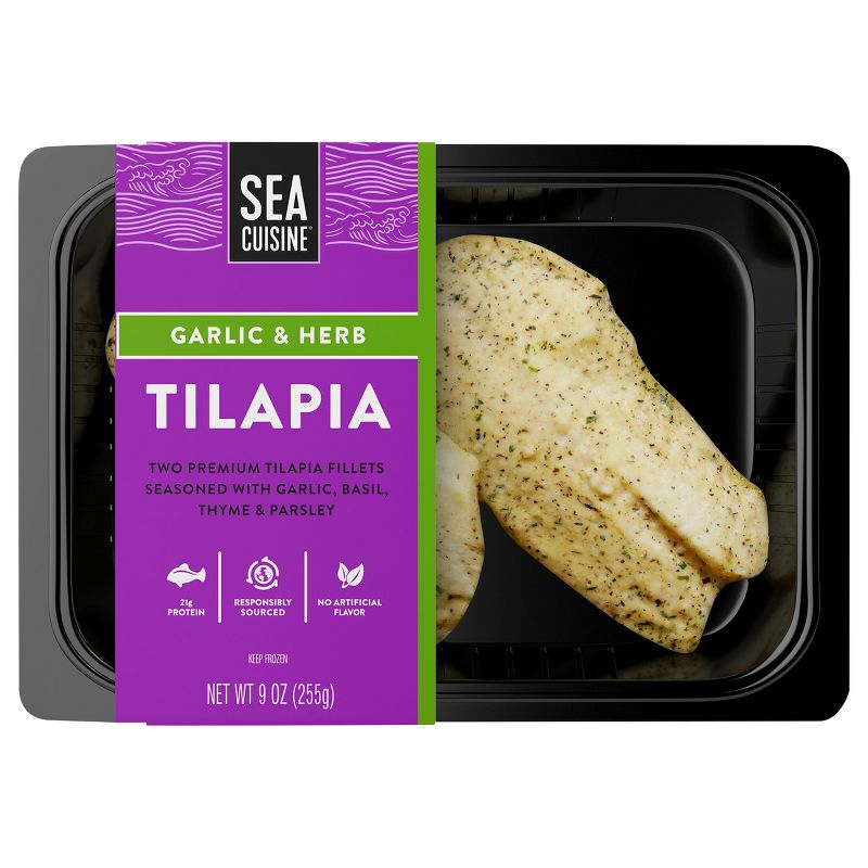 Sea Cuisine Garlic &#38; Herb Tilapia - Frozen - 9oz, 1 of 7