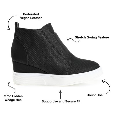 Женские кроссовки Journee Collection Women's Clara Round Toe Inside Zip Wedge Sneakers Black 10 — фото 7