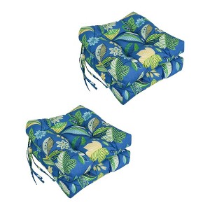 Blazing Needles, 16-inch Spun Polyester Patterned Outdoor Square Tufted Chair Cushions (Set of 4) - 1 of 2