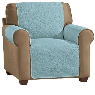 Collections Etc Leaf-Textured Pattern Furniture Protector Chair Blue