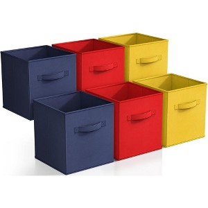 Sorbus 11 Inch 6 Pack Foldable Fabric Storage Cube Bins with Handles - for Organizing Pantry, Closet, Nursery, Playroom, and More - 1 of 4