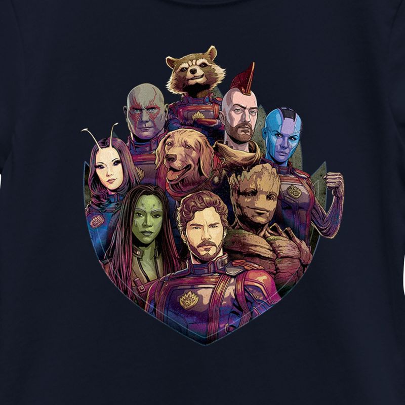 Girl's Guardians of the Galaxy Vol. 3 Group Badge T-Shirt, 2 of 5