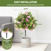 2FT Artificial Bougainvillea Flowers Trees w/Ground Spike, Fake Bougainvillea Topiary Ball Tree w/Flowers, for Garden Yard Front Porch Decer - 2 of 4