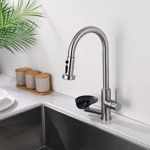 Aortzio 3-in-1 High Arc Pull Down Sprayer Kitchen Faucet With Press-Type Glass Rinser - 1 of 4