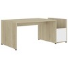 vidaXL Coffee Table White and Sonoma Oak 35.4Inchx17.7Inchx13.8Inch Chipboard - 2 of 4