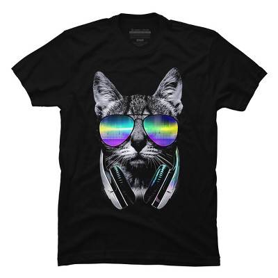 Men's Design By Humans Music Lover Cat By clingcling T-Shirt