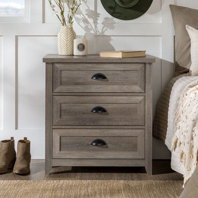 NicBex 3 Drawers Nightstand with Cup Handles,Bedside Table with Storage Space,Modern Side Table for Bedroom