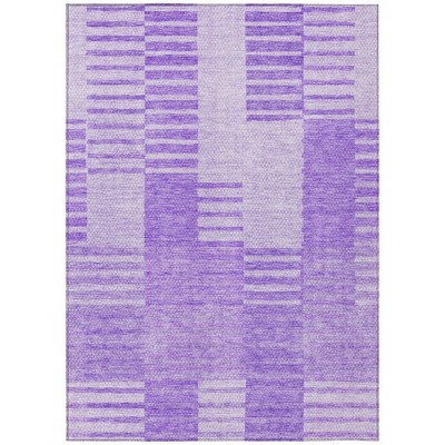 Lavender And Purple Striped Washable Indoor Outdoor Area Rug