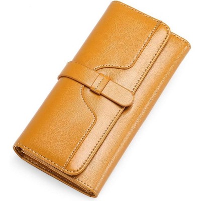 BEAFUP Womens Wallets,Large capacity Genuine Leather Wallet,Wallet Women Trifold Credit Card Holder Wallet with ID Window and RFID