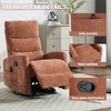 360° Swivel Manual Recliner Chair with Heat & Massage, Swivel Rocker Recliner with Handle Recline, Faux Leather/Linen Upholstery - 4 of 4