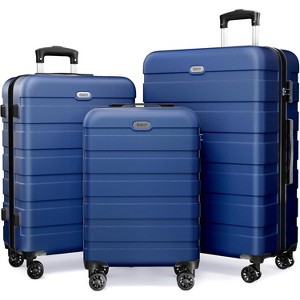 Luupatchy Luggage Sets 3 Piece PC ABS Hardside Lightweight Suitcase with 4 Universal Wheels TSA Lock Cary On 20 24 28 Inch - 1 of 4