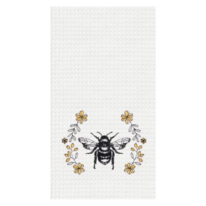 C&F Home Queen Bee Embroidered Cotton Waffle Weave Kitchen Towel - 1 of 2