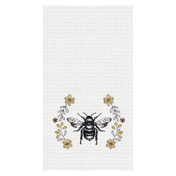 C&F Home Queen Bee Embroidered Cotton Waffle Weave Kitchen Towel