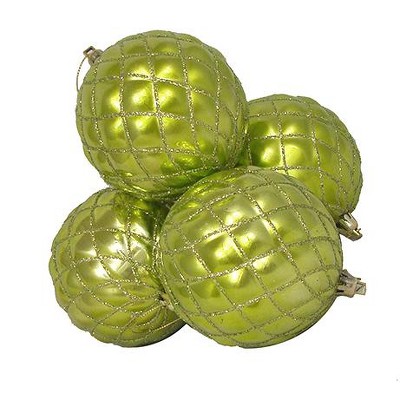 Northlight 4ct Shiny Diamond Shatterproof Christmas Ball Ornament Set 3.75" - Green