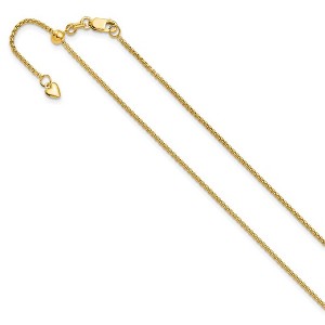 Black Bow Jewelry 1.3mm 14K Yellow Gold Adjustable Round Box Chain Necklace - 1 of 4