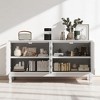 Elegant Sideboard with Wavy Pattern Doors, 4-Door Storage Cabinet with Arched Groove Design,Adjustable Shelves, Stylish Console for Entryway - 2 of 4