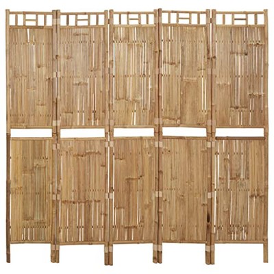 vidaXL 5-Panel Bamboo Room Divider - Folding Privacy Screen for Indoor/Outdoor Use 78.7" Width x 70.9" Height