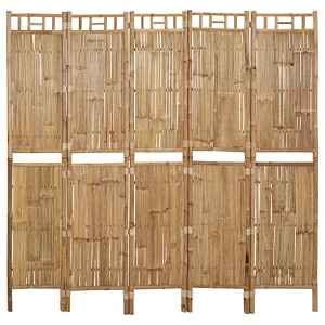 vidaXL 5-Panel Bamboo Room Divider - Folding Privacy Screen for Indoor/Outdoor Use 78.7" Width x 70.9" Height - 1 of 4