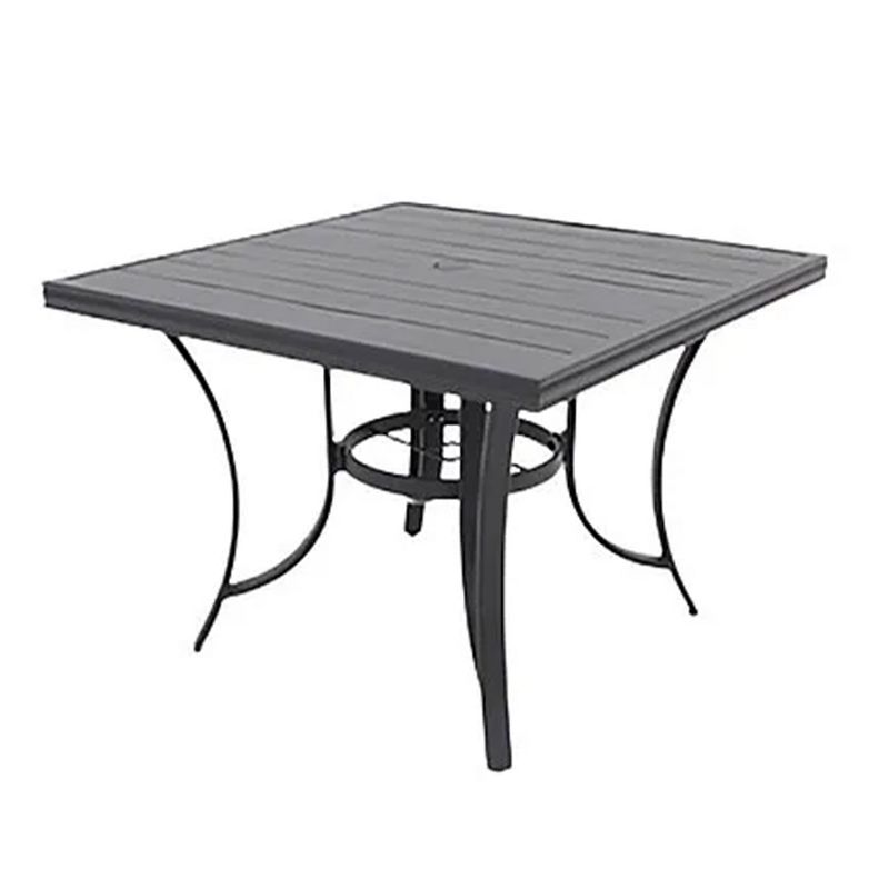 Four Seasons Courtyard Palermo Aluminum Slat Top Outdoor Square Patio Bistro Dining Table with Umbrella Hole and Tapered Leg Design, Gray, 1 of 7