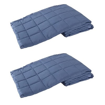 Elite Home 66 x 90 Inch Soft Lightweight Solid Cozy Nights Down Alternative Polyester Throw Blanket for Couch or Bed, Twin, Medium Blue (2 Pack)