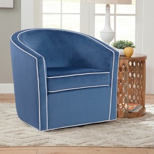 Velvet Swivel Barrel Chair with Removable Cushion, Reversible Seat, and 360-Degree Swivel - 1 of 4