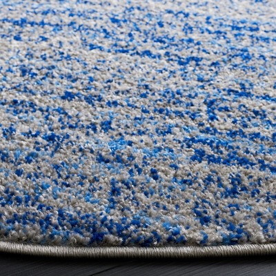 47" Round Blue Synthetic Easy Care Area Rug