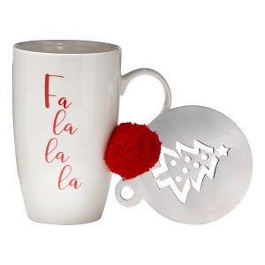 tagltd Fa La La La Mug & Stencil Set 16 oz - 1 of 2
