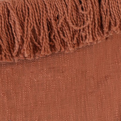 Handwoven Rust Cotton Fringe Throw Blanket
