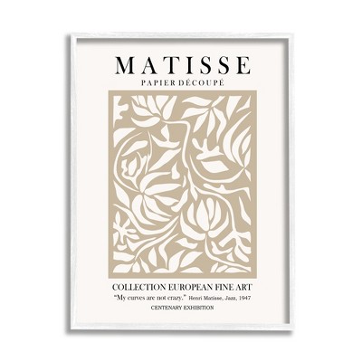 Stupell Matisse Beige Florals Modern Exhibition Framed Giclee