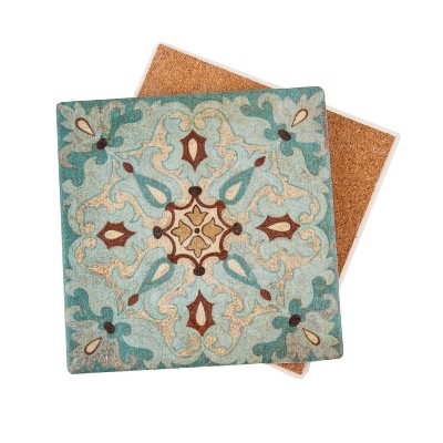 4pk Cork Star Coaster Set Blue - Thirstystone