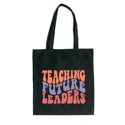 City Creek Prints Future Leaders Wavy Canvas Tote Bag - 15x16 - Black