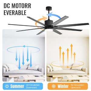 Smart Ceiling Fan with Lights and Remote APP Control Alexa Indoor Outdoor Low Profile Black Ceiling Fan with 3 Downrod for Living Room Farmhouse Patio - 1 of 4