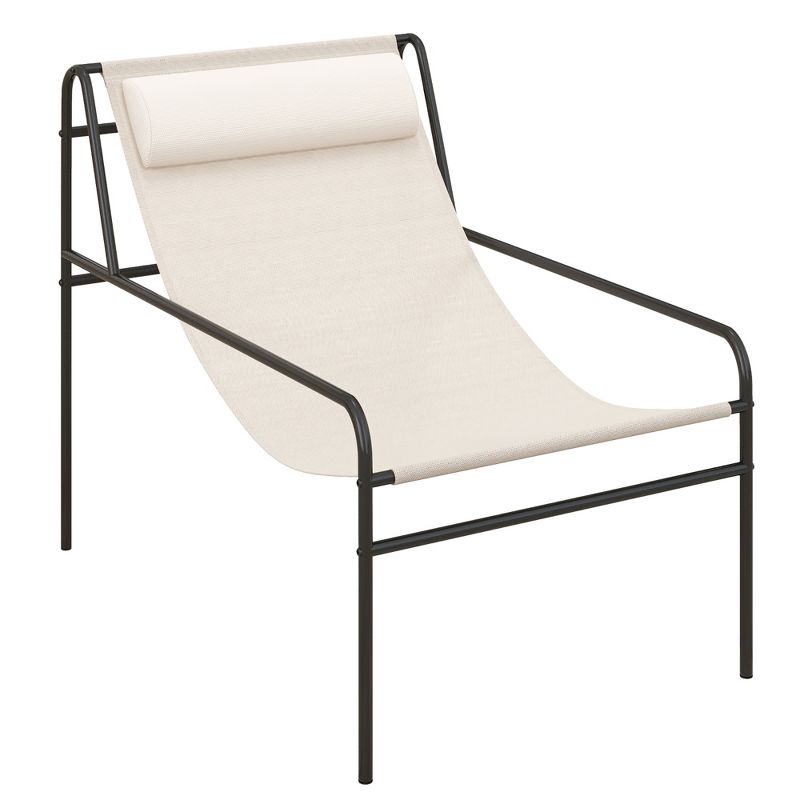 Tangkula Patio Sling Chair Modern Accent Chair w/ Removable Headrest & Sturdy Metal Frame, 1 of 7