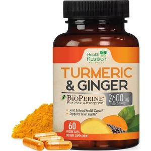 Turmeric Curcumin with BioPerine 2600mg with Ginger & Black Pepper Capsules - 60 Capsules;120 Capsules;180 capsules;240 Capsules - 1 of 4