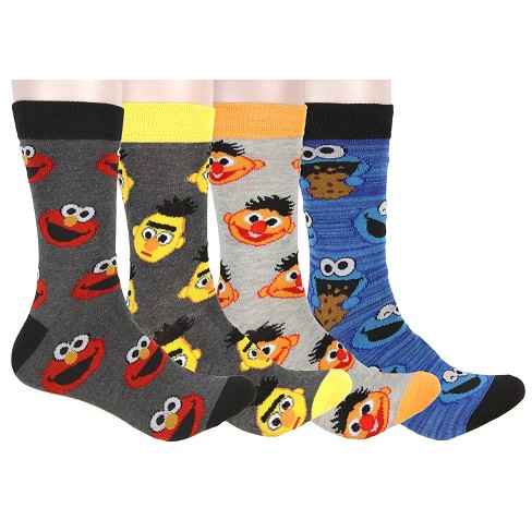 Sesame Street Adult Character Mid-calf Crew Socks 4 Pair For Men Women