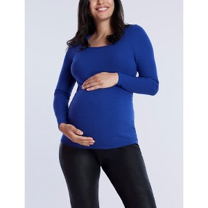 Women's Square Neck Rib Knit Long Sleeve Tee | Motherhood Maternity - 1 of 4