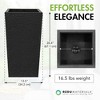 Tierra Verde Citadel Stucco Indoor Outdoor Self Watering Tall Square Planter, Weatherproof for Patio, Garden, and Porch Use, 13.5"W x 26"H, Black - 4 of 4