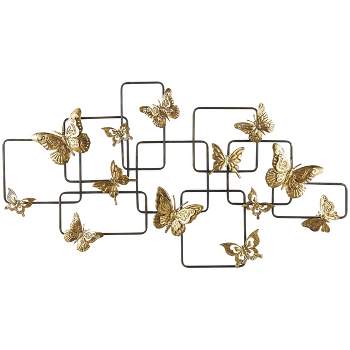 Metal and Glass Orange/Yellow Butterfly Outdoor Wall Decor