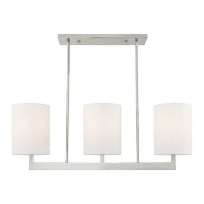 Hutcheson Brushed Nickel 3-Light Kitchen Island Linear Pendant