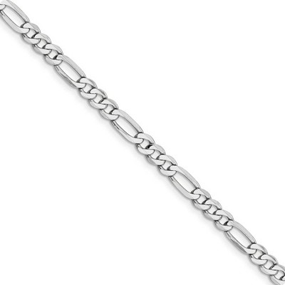 Black Bow Jewelry Men's 5mm 14k White Gold Flat Figaro Chain Necklace