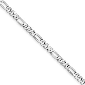 Black Bow Jewelry Men's 5mm 14k White Gold Flat Figaro Chain Necklace - 1 of 4